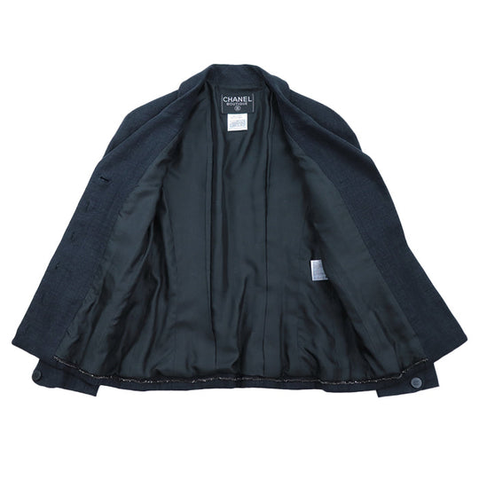 CHANEL Other outerwear [Outer material] 100% linen [Lining] 100% silk Dark navy Women 36 Used Authentic