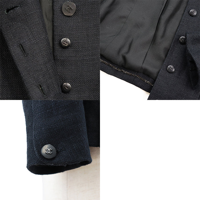CHANEL Other outerwear [Outer material] 100% linen [Lining] 100% silk Dark navy Women 36 Used Authentic