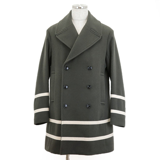 Emporio Armani pea coat 100% wool, 100% polyester khaki 6K1L80 1NYVZ mens 50 Used Authentic