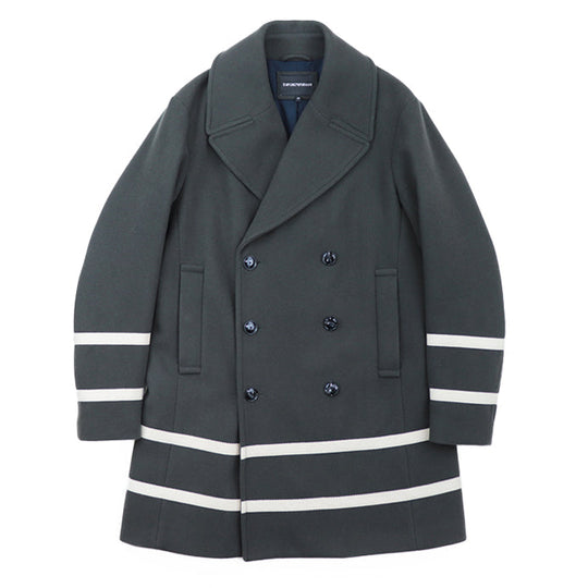 Emporio Armani pea coat 100% wool, 100% polyester khaki 6K1L80 1NYVZ mens 50 Used Authentic