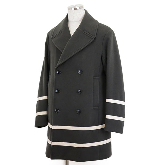 Emporio Armani pea coat 100% wool, 100% polyester khaki 6K1L80 1NYVZ mens 50 Used Authentic