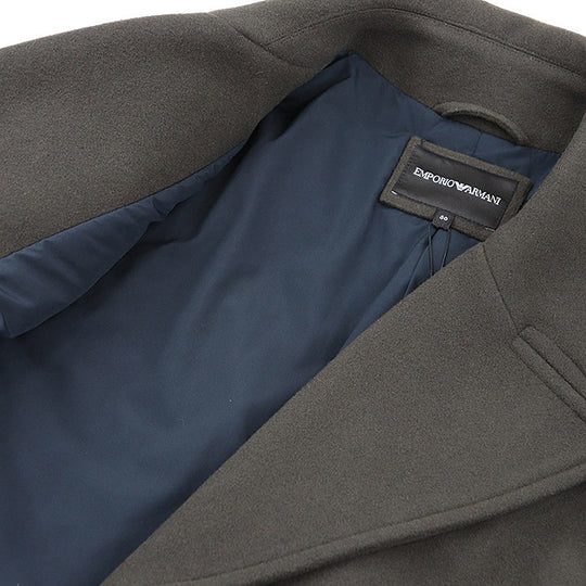 Emporio Armani pea coat 100% wool, 100% polyester khaki 6K1L80 1NYVZ mens 50 Used Authentic