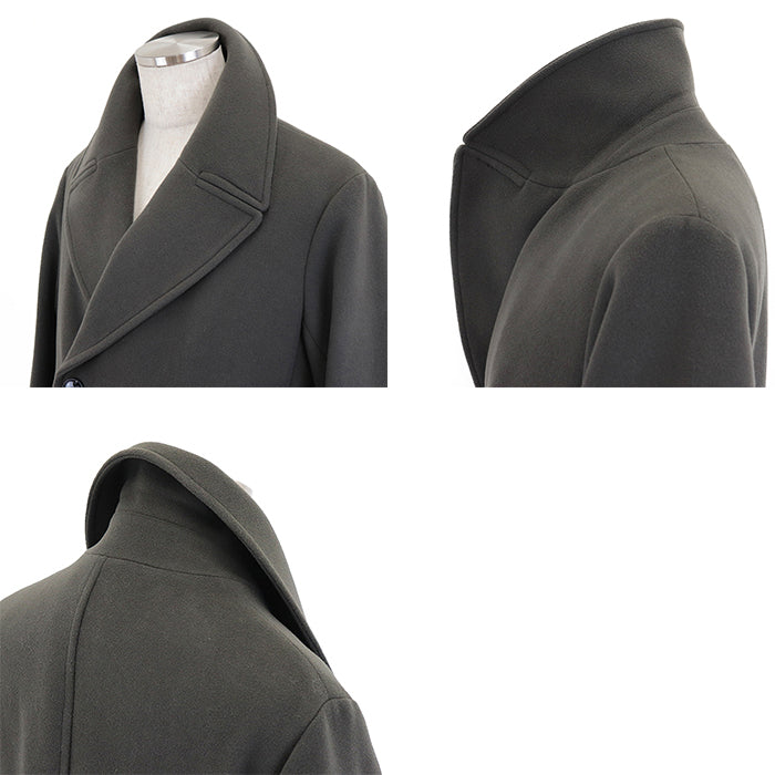 Emporio Armani pea coat 100% wool, 100% polyester khaki 6K1L80 1NYVZ mens 50 Used Authentic