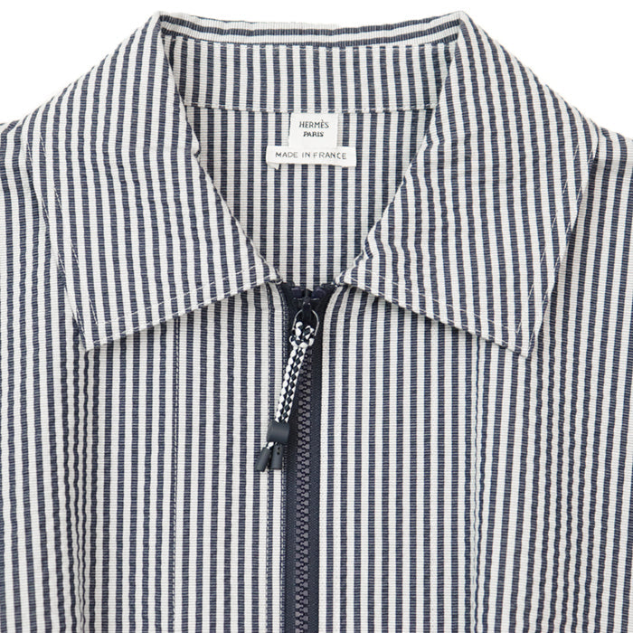 HERMES Blouson [Outer material] 98% cotton, 2% polyurethane Navy white Women 36 Used Authentic