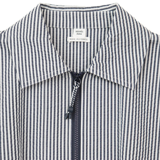 HERMES Blouson [Outer material] 98% cotton, 2% polyurethane Navy white Women 36 Used Authentic