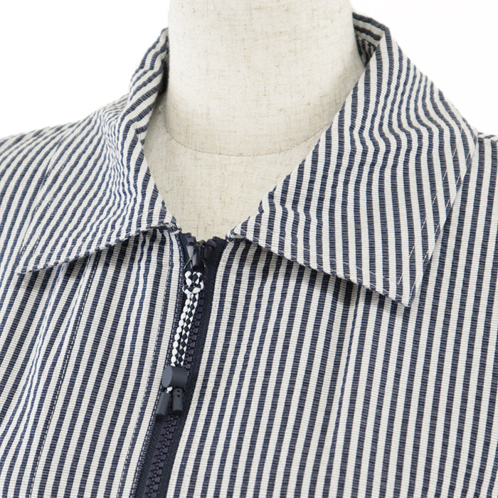 HERMES Blouson [Outer material] 98% cotton, 2% polyurethane Navy white Women 36 Used Authentic