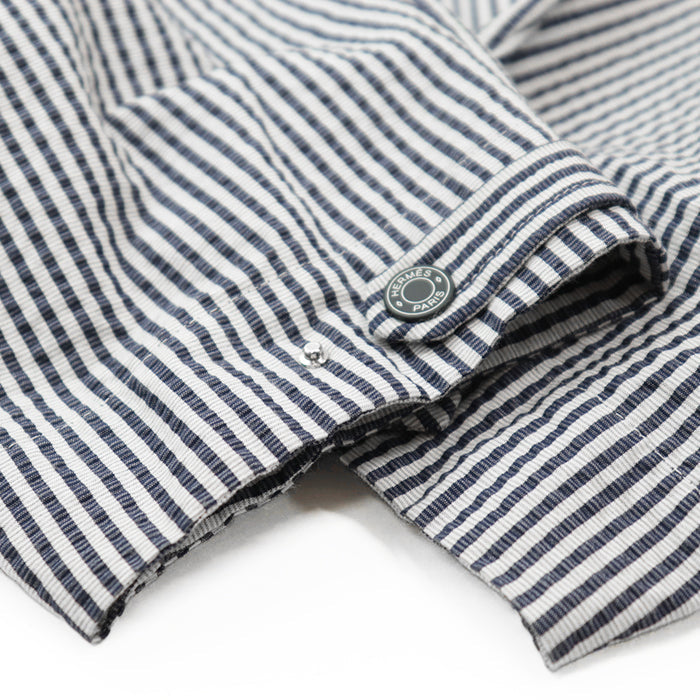 HERMES Blouson [Outer material] 98% cotton, 2% polyurethane Navy white Women 36 Used Authentic