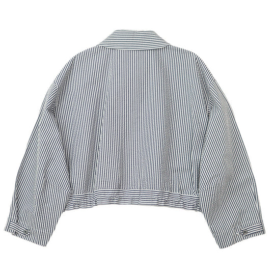 HERMES Blouson [Outer material] 98% cotton, 2% polyurethane Navy white Women 36 Used Authentic