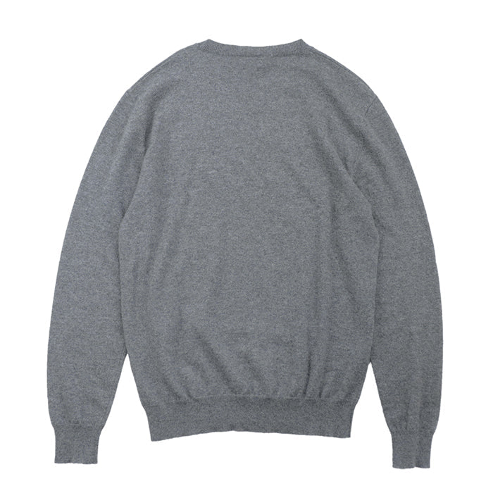HERMES knit Cashmere 100% gray blue white mens XL Used Authentic