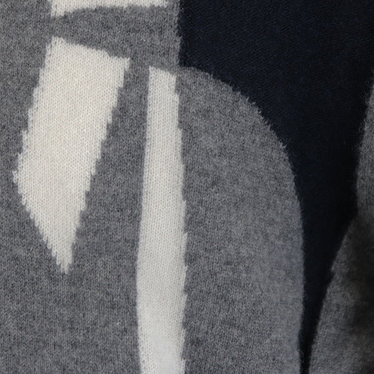 HERMES knit Cashmere 100% gray blue white mens XL Used Authentic