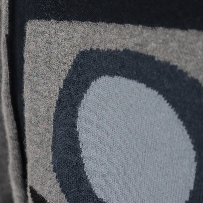 HERMES knit Cashmere 100% gray blue white mens XL Used Authentic