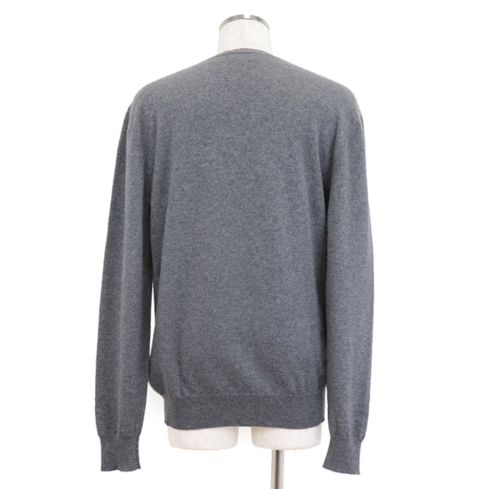 HERMES knit Cashmere 100% gray blue white mens XL Used Authentic