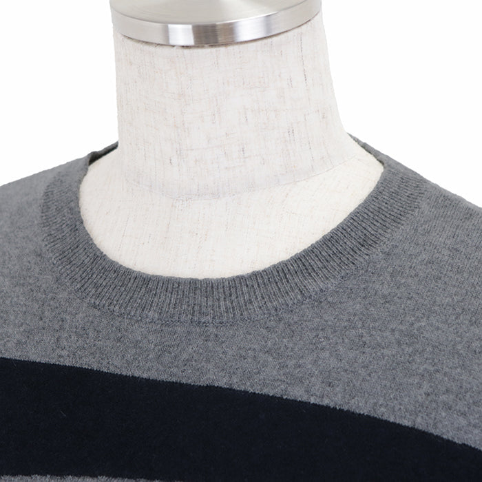 HERMES knit Cashmere 100% gray blue white mens XL Used Authentic