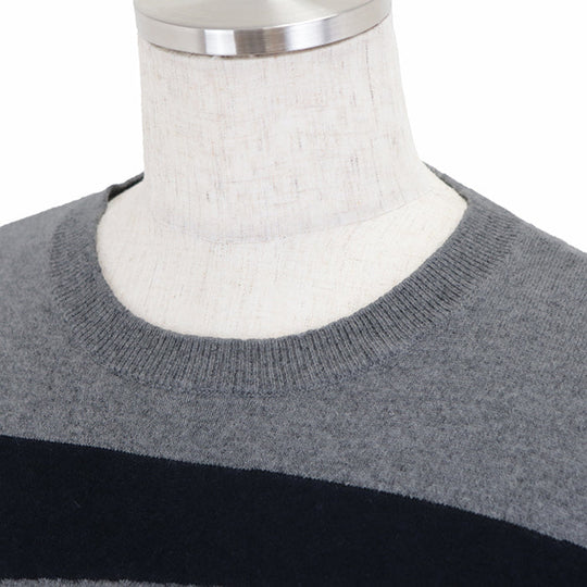 HERMES knit Cashmere 100% gray blue white mens XL Used Authentic