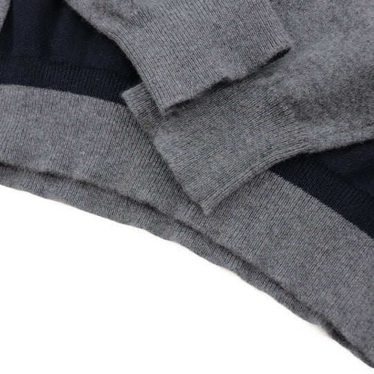 HERMES knit Cashmere 100% gray blue white mens XL Used Authentic
