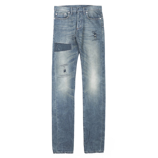 Dior Pants 100% cotton [Leather part] 100% cowhide Indigo mens Used Authentic