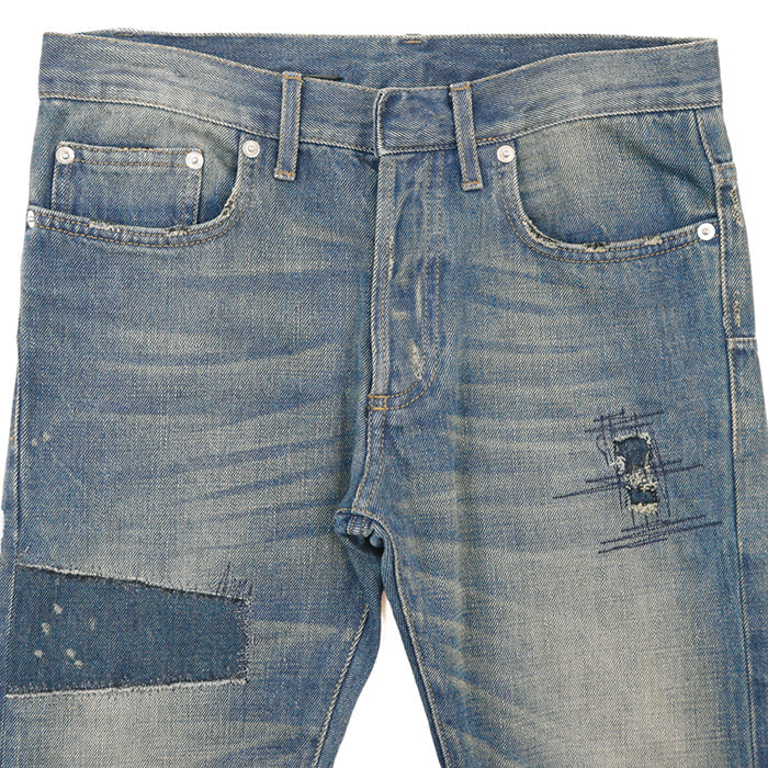 Dior Pants 100% cotton [Leather part] 100% cowhide Indigo mens Used Authentic