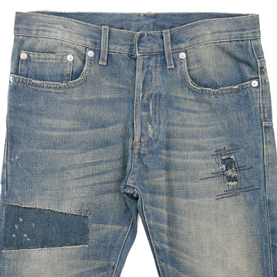 Dior Pants 100% cotton [Leather part] 100% cowhide Indigo mens Used Authentic