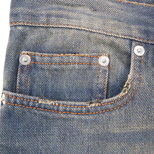 Dior Pants 100% cotton [Leather part] 100% cowhide Indigo mens Used Authentic