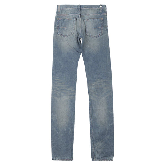 Dior Pants 100% cotton [Leather part] 100% cowhide Indigo mens Used Authentic