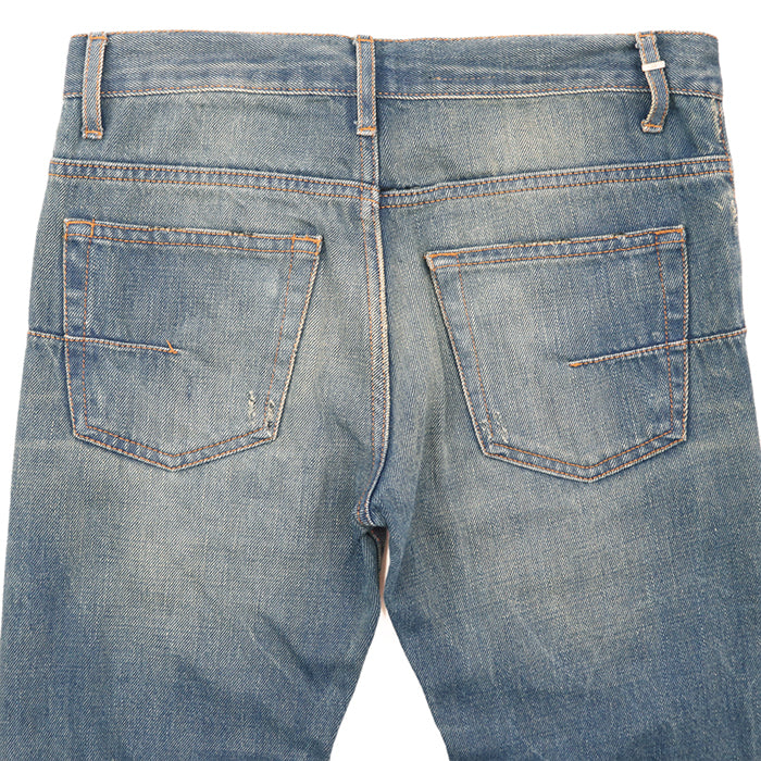 Dior Pants 100% cotton [Leather part] 100% cowhide Indigo mens Used Authentic