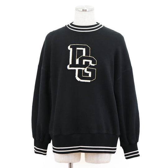 DOLCE&GABBANA sweat 80% cotton, 20% polyester, embroidery: 40% polyester, 20% wool, 20% acrylic, 15% viscose, 5% metal fiber black mens 40 Used Authentic