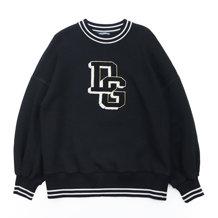 DOLCE&GABBANA sweat 80% cotton, 20% polyester, embroidery: 40% polyester, 20% wool, 20% acrylic, 15% viscose, 5% metal fiber black mens 40 Used Authentic