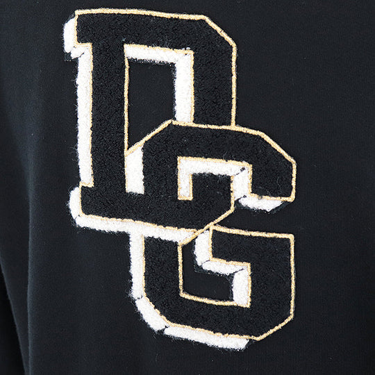 DOLCE&GABBANA sweat 80% cotton, 20% polyester, embroidery: 40% polyester, 20% wool, 20% acrylic, 15% viscose, 5% metal fiber black mens 40 Used Authentic