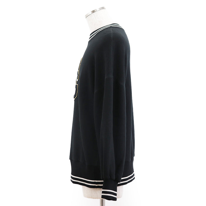 DOLCE&GABBANA sweat 80% cotton, 20% polyester, embroidery: 40% polyester, 20% wool, 20% acrylic, 15% viscose, 5% metal fiber black mens 40 Used Authentic
