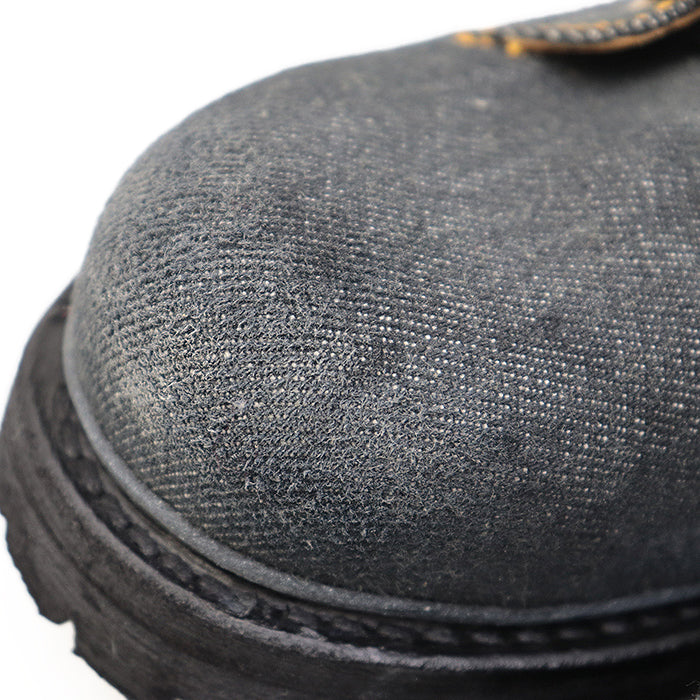 GUCCI boots 761989 denim black Side zip lace up Sherry line mens 6 1/2 Used Authentic