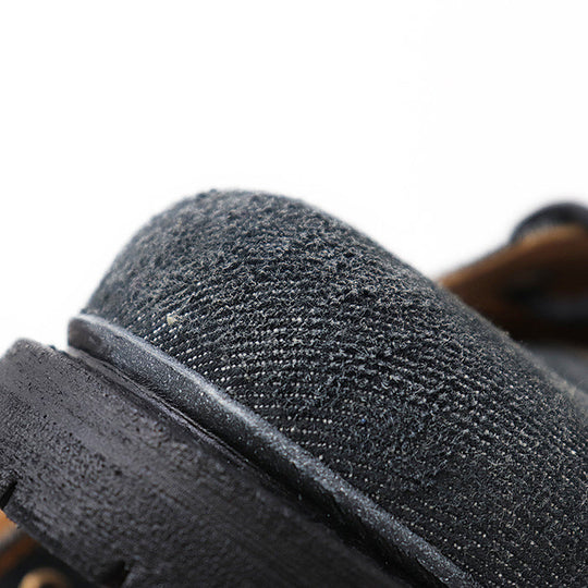 GUCCI boots 761989 denim black Side zip lace up Sherry line mens 6 1/2 Used Authentic
