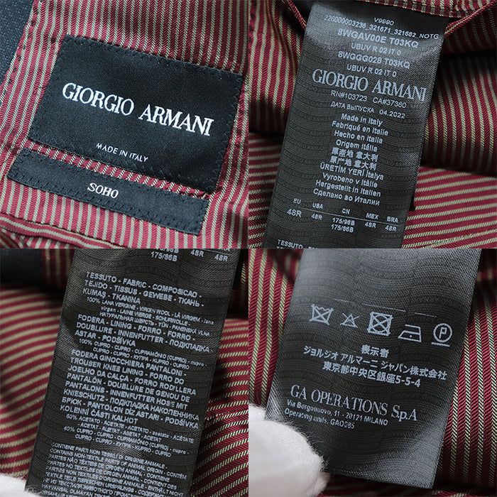 GIORGIO ARMANI suit Acetate 60%, Cupra 40% [Outer fabric] Wool 100% [Lining] Cupra 100% Charcoal gray mens 48R Used Authentic