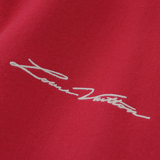 LOUIS VUITTON Blouson wool Red 2024FW Mixed Leather Varsity Blouson Stadium Jacket Resin Pearl LV Logo Wool Melton x Damier Embossed Leather Signature Embroidery Strass PA Patch Pharrell Williams Period 56