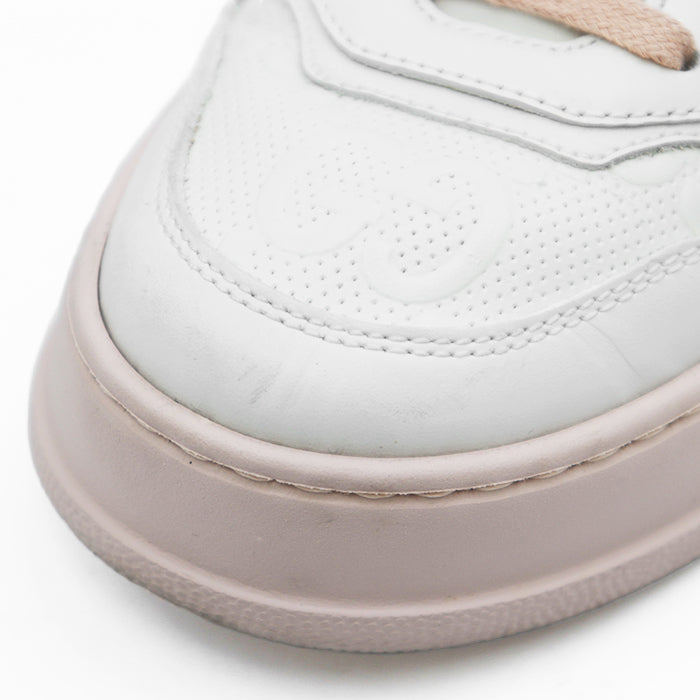 GUCCI sneakers 669582 leather cream GG emboss Women 36 1/2 Used Authentic