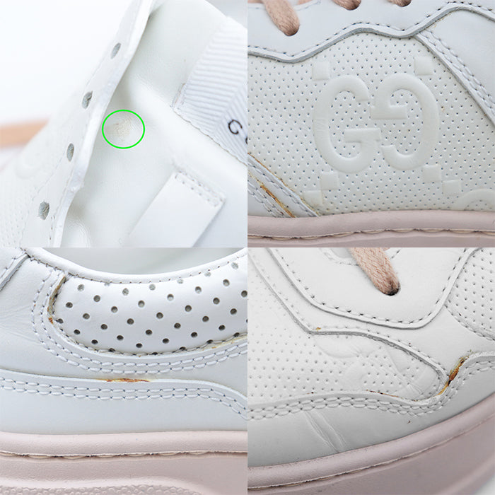 GUCCI sneakers 669582 leather cream GG emboss Women 36 1/2 Used Authentic