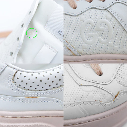 GUCCI sneakers 669582 leather cream GG emboss Women 36 1/2 Used Authentic