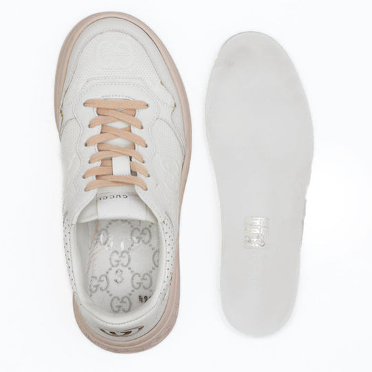 GUCCI sneakers 669582 leather cream GG emboss Women 36 1/2 Used Authentic