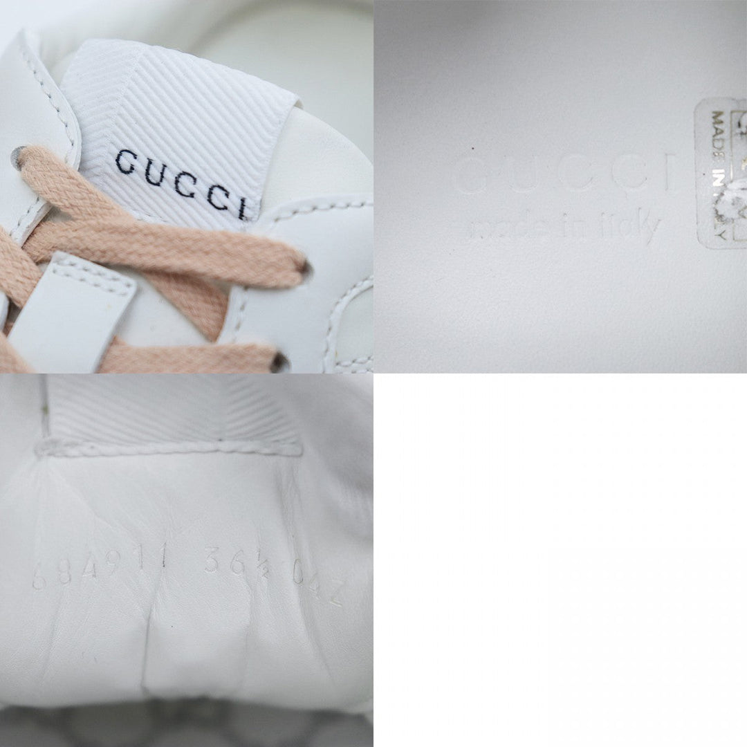 GUCCI sneakers 669582 leather cream GG emboss Women 36 1/2 Used Authentic