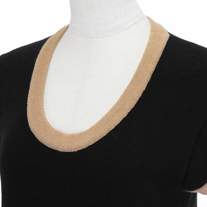 CHANEL one piece Cashmere 100% Black, Brown P31859 Women 38 Used Authentic