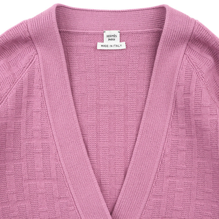 HERMES knit 100% wool pink 3E2713DB Women 36 Used Authentic