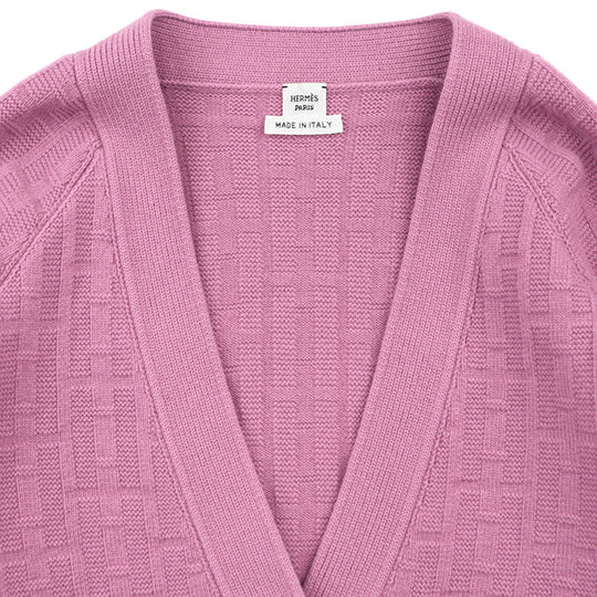 HERMES knit 100% wool pink 3E2713DB Women 36 Used Authentic
