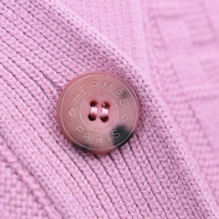 HERMES knit 100% wool pink 3E2713DB Women 36 Used Authentic