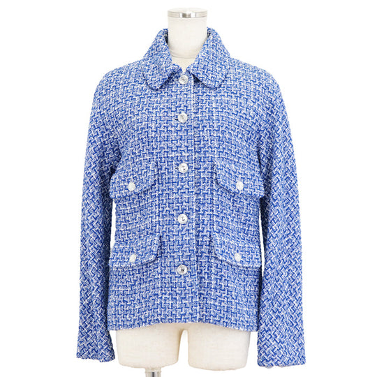 CHANEL Other outerwear [Outer material] 55% cotton, 33% polyester [Lining] 100% silk Blue, White P74428 Women 38 Used Authentic
