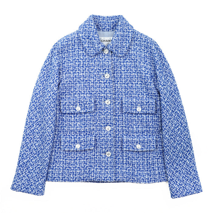 CHANEL Other outerwear [Outer material] 55% cotton, 33% polyester [Lining] 100% silk Blue, White P74428 Women 38 Used Authentic