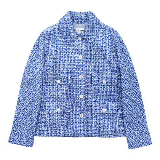 CHANEL Other outerwear [Outer material] 55% cotton, 33% polyester [Lining] 100% silk Blue, White P74428 Women 38 Used Authentic