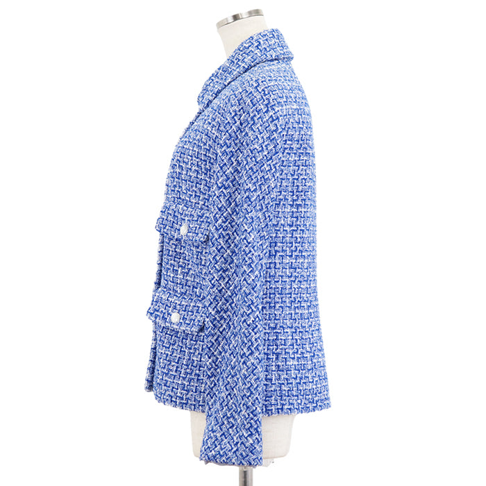 CHANEL Other outerwear [Outer material] 55% cotton, 33% polyester [Lining] 100% silk Blue, White P74428 Women 38 Used Authentic