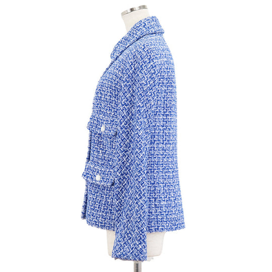 CHANEL Other outerwear [Outer material] 55% cotton, 33% polyester [Lining] 100% silk Blue, White P74428 Women 38 Used Authentic