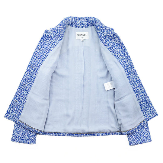 CHANEL Other outerwear [Outer material] 55% cotton, 33% polyester [Lining] 100% silk Blue, White P74428 Women 38 Used Authentic