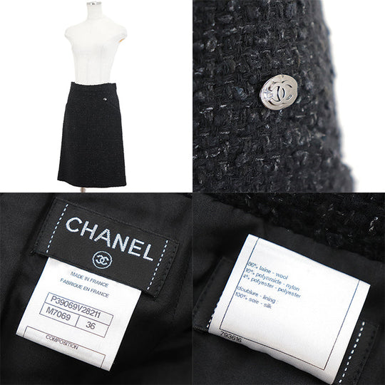CHANEL setup [Outer material] 86% wool, 10% nylon [Lining] 100% silk black P39053/P39069 Women 38|36 Used Authentic