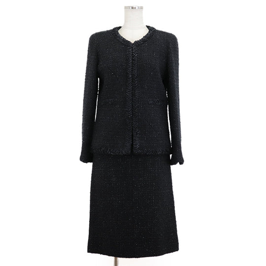 CHANEL setup [Outer material] 86% wool, 10% nylon [Lining] 100% silk black P39053/P39069 Women 38|36 Used Authentic